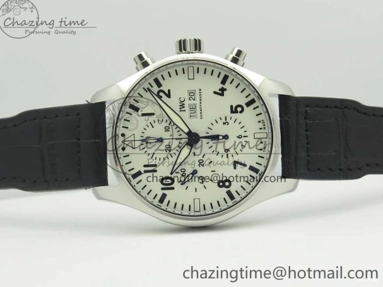 MIROTIME 0126 Pilot Chrono 377725 SS ZF 1:1 Best Edition White Dial on Black Leather Strap A Soft 7183